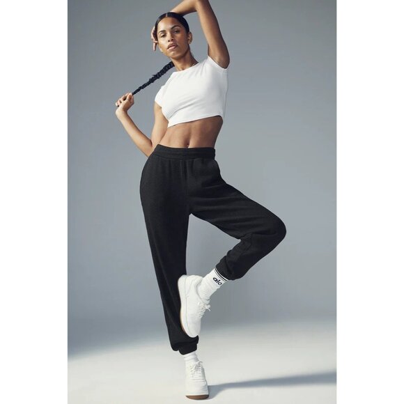 ALO Yoga Waffle Weekend Escape Joggers in Black - Picture 2 of 5